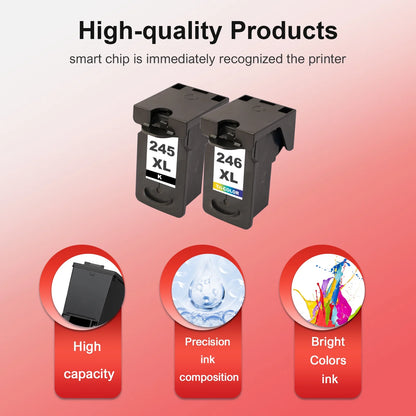 245XL 246XL Ink Cartridge for Canon Ink 245 and 246 for Pixma MX492 MX490 MG2522 MG2920 MG2922 TR4520 TR4522 TR4527 TS3320 TS3322 Printer , 2 Pack