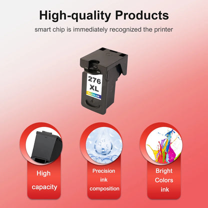 276XL Ink Cartridges for Canon ink CL 276 Color Ink Cartridge for Pixma TS3522 TS3520 TS3500 TR4722 TR4720 TR4700 (2 Tri-color)