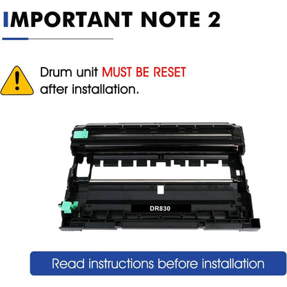 DR830 Drum Unit 2 Pack Black Compatible Replacement for Brother DR-830 DR 830 to Use with HL-L2405W DCP-L2640DW HL-L2460DW HL-L2460DWL HL-L2460DW HL-L2480DW Printer (NOT Toner)