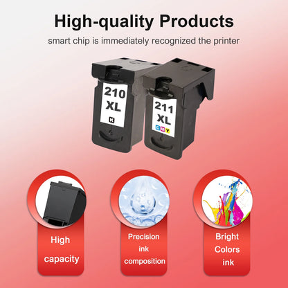 210XL 211XL Ink Cartridges Compatible for Canon 210XL 211XL Combo Pack for Canon Ink 210 and 211 (2 Pack)