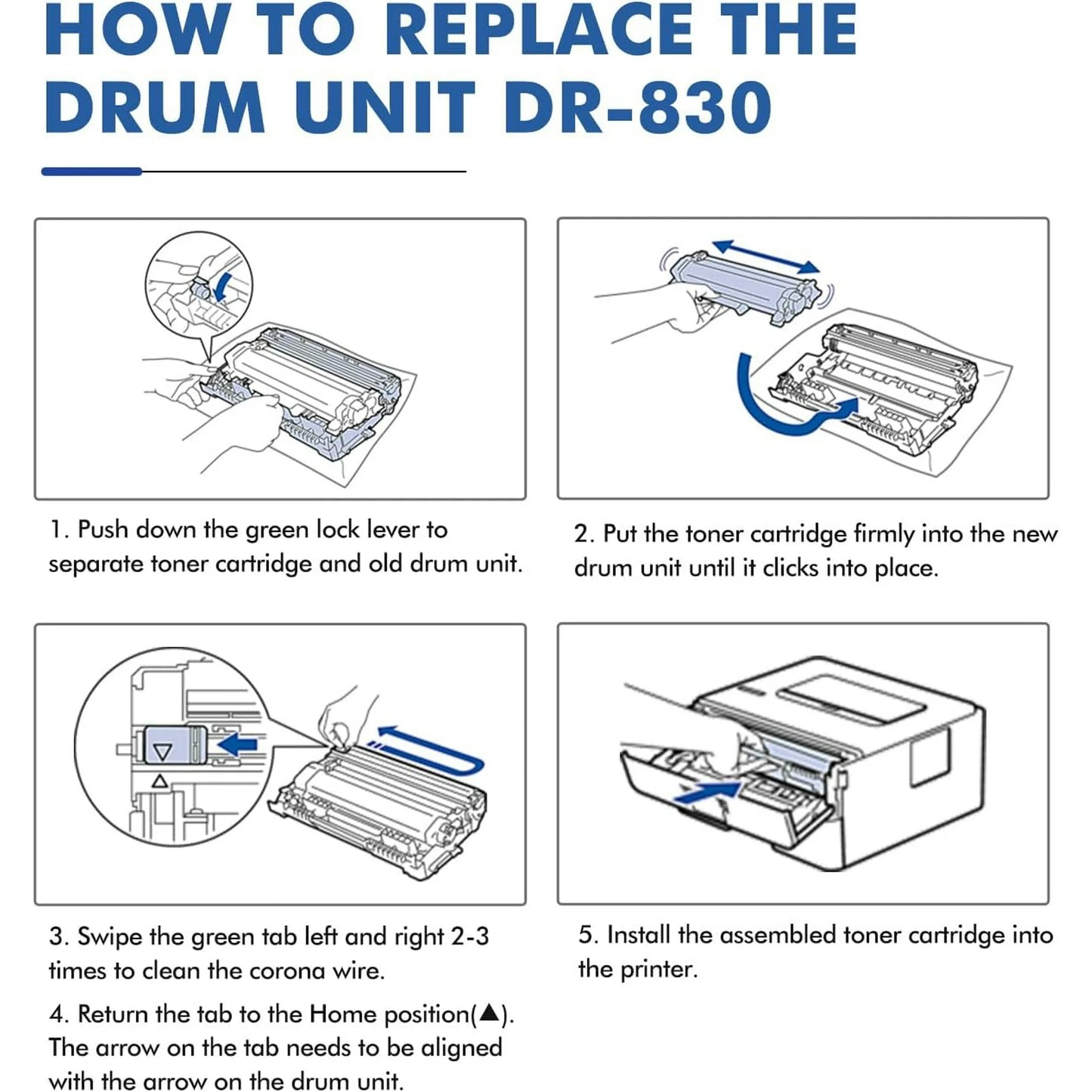 DR830 Drum Unit 2 Pack Black Compatible Replacement for Brother DR-830 DR 830 to Use with HL-L2405W DCP-L2640DW HL-L2460DW HL-L2460DWL HL-L2460DW HL-L2480DW Printer (NOT Toner)
