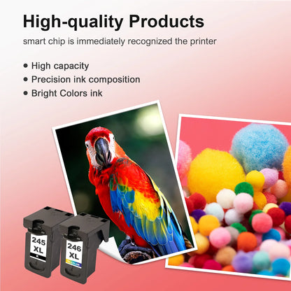 245XL 246XL Ink Cartridge for Canon Ink 245 and 246 for Pixma MX492 MX490 MG2522 MG2920 MG2922 TR4520 TR4522 TR4527 TS3320 TS3322 Printer , 2 Pack