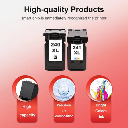 240XL 241XL Ink Cartridges Compatible for Canon 241XL 240XL Combo Pack for PIXMA MG3620 TS5120 MG3520 MG3220 MG2120 MG4220 MX392 MX452 MX522 Printer PG240xl & CL241xl (2 Pack, Black, Tri-color)