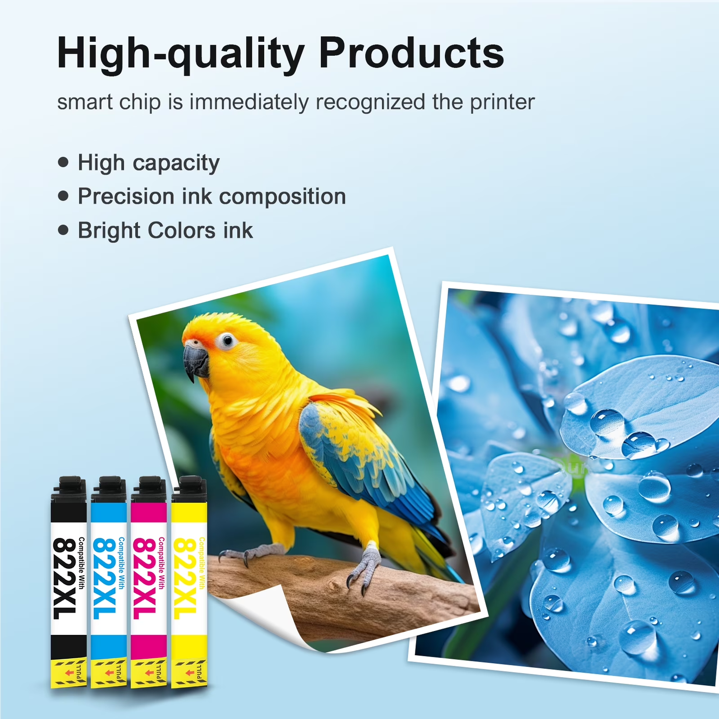822XL Ink Cartridges 5 Pack Compatible for Epson 822 822XL Printer Ink Combo Pack for WorkForce Pro WF-3820 WF-4820 WF-4830 WF-4833 WF-4834 WF-3823 (2 x Black, Cyan, Magenta, Yellow)