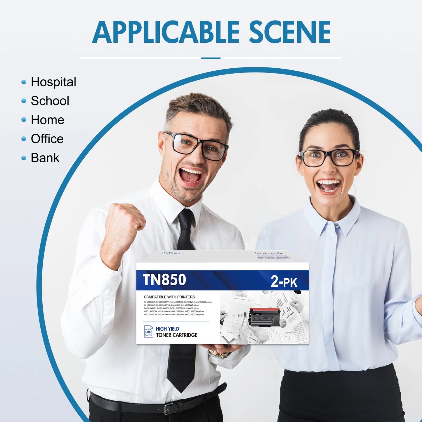 TN820 TN850 High Yield Toner Cartridges Compatible for Brother TN850 TN 850 MFC-L5700DW L5850DW HL-L6200DW MFC-L5700DW MFC-L5900DW HL-L5200DW TN-850 TN820 TN 820 TN-820 Printer Ink (Black, 2-Pack)