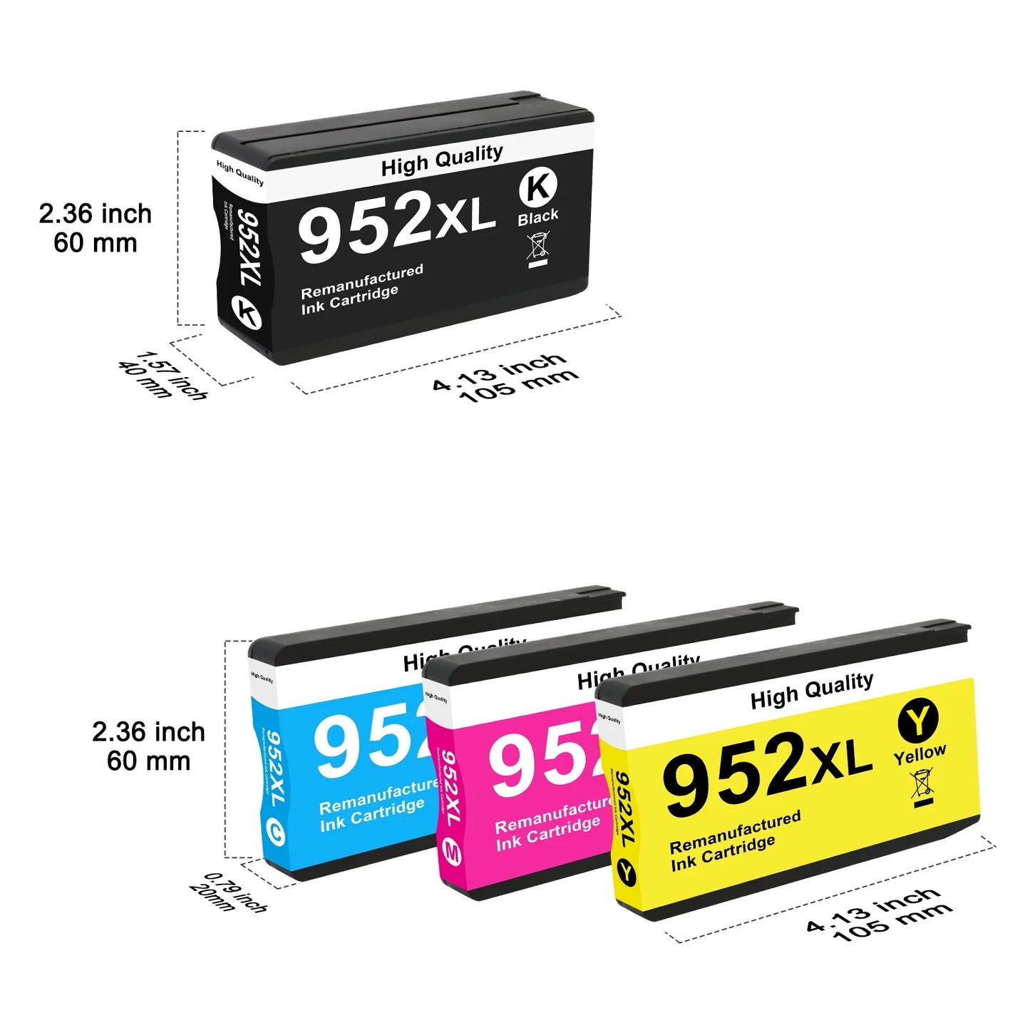 952 952XL Ink Cartridges Compatible for HP 952XL 952 Ink Combo Pack for OfficeJet Pro 8710 7740 8720 8210 8715 8702 7720 8730 8740 8216 8725 8700 (4 Pack, 1B, 1C, 1M, 1Y)