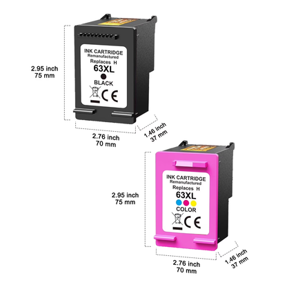 Compatible for HP 63XL Ink Cartridges 63 63XL Black and Color for Envy 4510 4520 Office 4650 4655 3830 Jet 5255 5258 Deskjet 3630 3632 1112 2132 2130 (1 Pack Black, 1 Pack Tri-color)