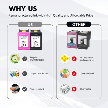 65XL 65 Ink Cartridge Compatible for HP 65 XL Ink 65 for DeskJet 3755 3772 Envy 5055 5052 Printer Ink (2 Pack)
