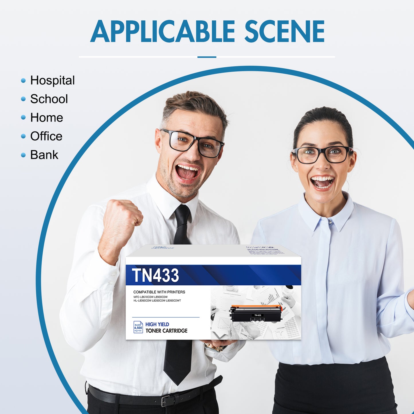 TN433 TN-433 Black High Yield Toner Cartridge Compatible for Brother TN433 TN436 Toner HL-L8260CDW HL-L8360CDW MFC-L8610CDW MFC-L8900CDW (2 Pack, Black)
