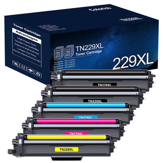 Colorich Compatible for Brother TN229XL TN-229XL TN229 Toner Cartridge High Yield MFC-L3780CDW MFC-L3720CDW HL-L3280CDW HL-L3220CDW HL-L3300CDW Printers (TN-229XLBK/C/M/Y,5-Pack)