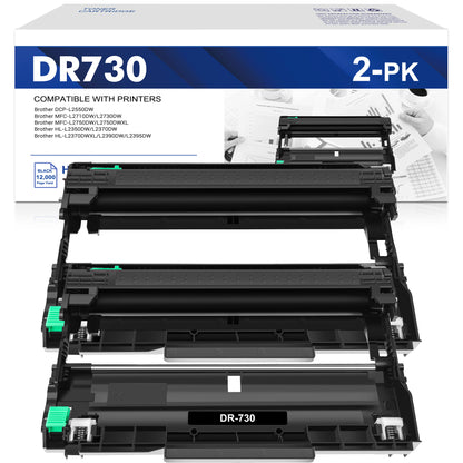 DR730 Drum Unit Compatible for Brother DR-730 DR730 DCP-L2550DW HL-L2350DW HL-L2370DW HL-L2390DW (Black, 2-Pack)
