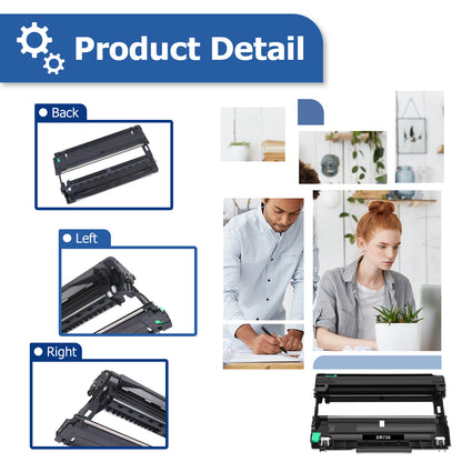 DR730 Drum Unit Compatible for Brother DR-730 DR730 DCP-L2550DW HL-L2350DW HL-L2370DW HL-L2390DW (Black, 2-Pack)