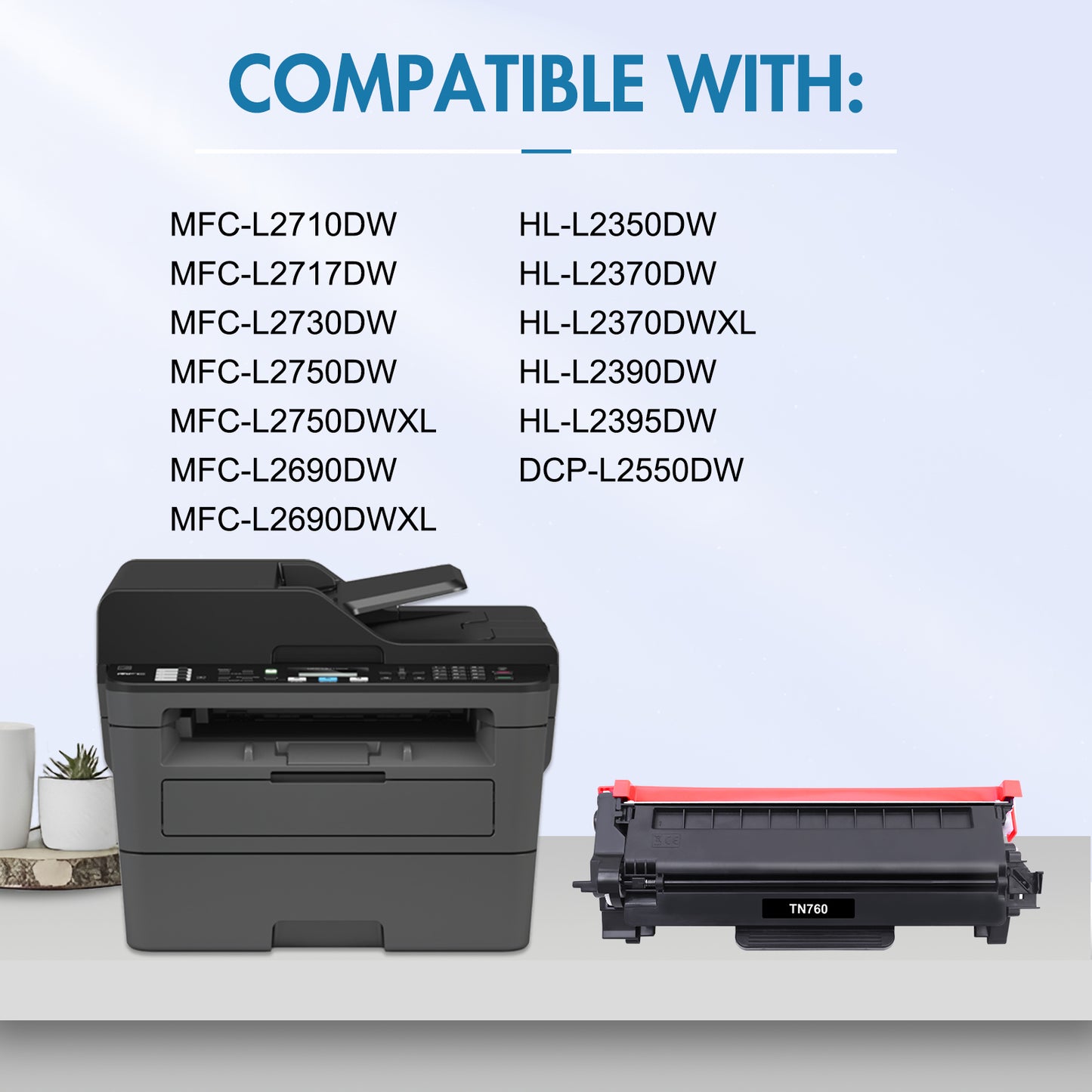 Colorich TN760 Toner Cartridge Compatible for Brother TN760 TN-760 HL-L2395DW MFC-L2750DW HL-L2390DW HL-L2350DW MFC-L2710DW Printer (Black, 2-Pack)