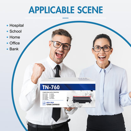 Colorich TN760 Toner Cartridge Compatible for Brother TN760 TN-760 HL-L2395DW MFC-L2750DW HL-L2390DW HL-L2350DW MFC-L2710DW Printer (Black, 2-Pack)