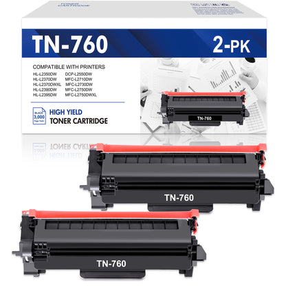 Colorich Compatible for Brother TN730 TN760 Toner Cartridge TN-730 TN-760 for HL-L2395DW MFC-L2710DW MFC-L2730 MFC-L2750DW DCP-L2550DW HL-L2390DW HL-L2370DW Printer Ink (Black, 2-Pack)
