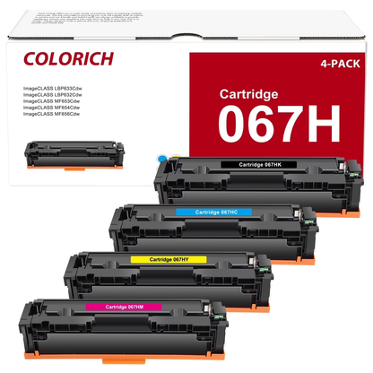 067H Toner Cartridge Compatible for Canon 067H 067 CRG-067H ImageCLASS MF656Cdw MF654Cdw MF653Cdw LBP633Cdw LBP632Cdw High Yield Printer Toner (4-Pack,Black Cyan Magenta Yellow)