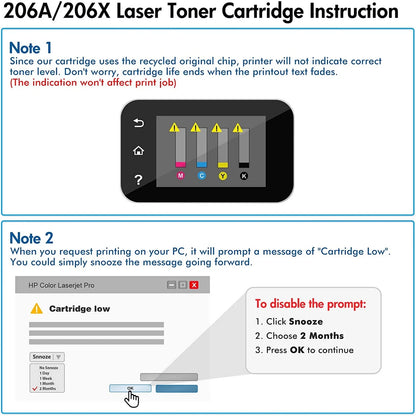 206X 206A Toner Cartridges with Chip Compatible for HP 206X 206A Color LaserJet Pro MFP M283fdw M283cdw M255dw M282nw Printer ink (Black Cyan Magenta Yellow, 4-Pack)