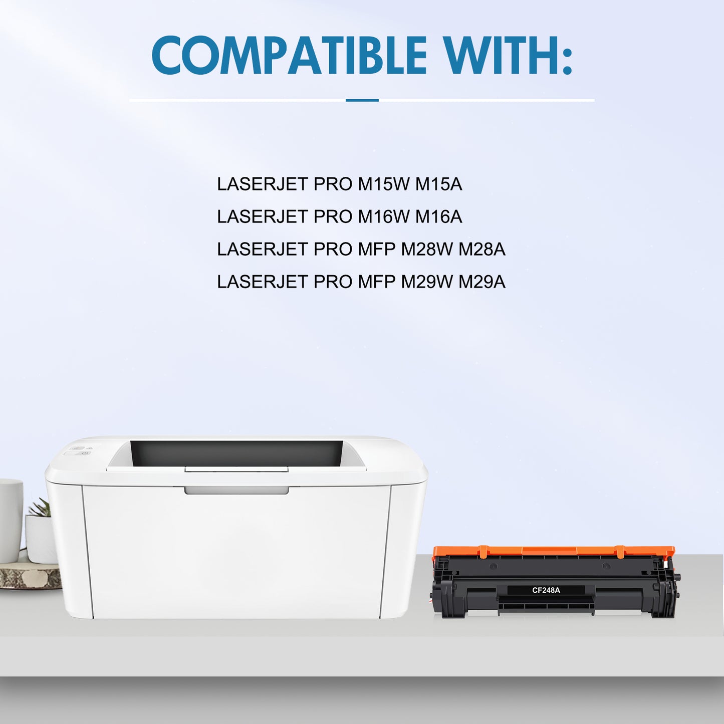 48A Toner Cartridge Compatible for HP 48A CF248A Laserjet Pro M15w MFP M29w M28w M15a M28a M29a M16w M16a M15 M29 M28 Printer Ink (Black, 2-Pack)