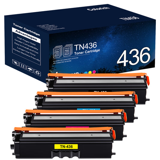 TN436 Colorich High Yied Toner Cartridge Compatible for Brother TN436 TN431 TN433 HL-L8360CDW MFC-L8900CDW HL-L8260CDW L8360CDWT MFC-L8610CDW Printer Ink (KCMY, 4-Pack)