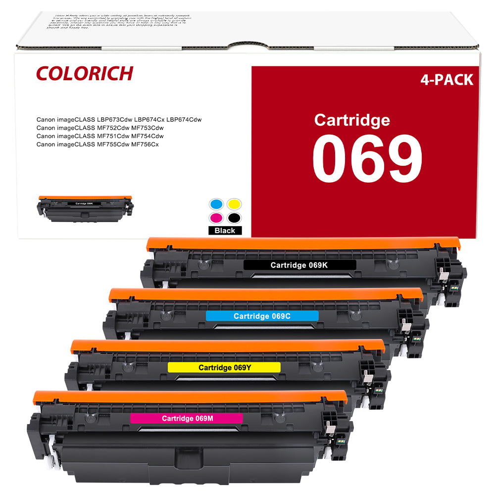 069 069H Toner Cartridge Compatible for Canon 069 069H CRG-069 Toner Canon imageCLASS MF753Cdw MF752Cdw MF751Cdw LBP673Cdw(Black Cyan Yellow Magenta 4pack)