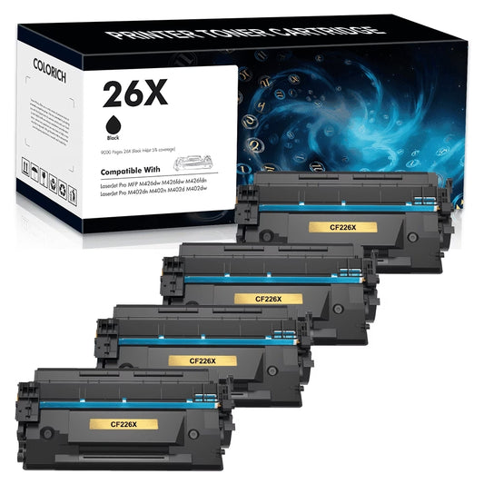 CF226X 26X Toner Cartridge Compatible for HP 26X CF226X 26A CF226A Laserjet Pro M402n M402dw M402dn Pro MFP M426fdw M426fdn M426dw High Yield Printer Ink (Black 4PACK)