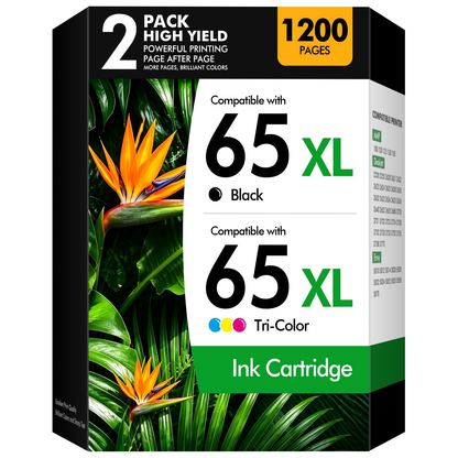 65XL 65 Ink Cartridge Compatible for HP 65 XL Ink 65 for DeskJet 3755 3772 Envy 5055 5052 Printer Ink (2 Pack)