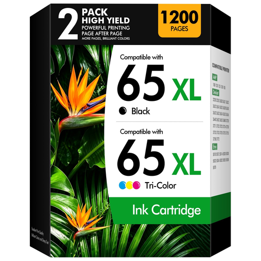65XL 65 Ink Cartridge Compatible for HP 65 XL Ink 65 for DeskJet 3755 3772 Envy 5055 5052 Printer Ink (2 Pack)